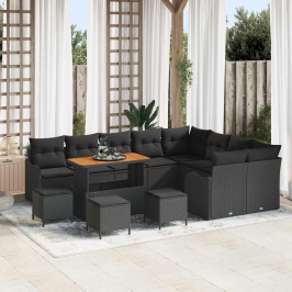 Dārza Dīvānu Komplekts 13 Pcs Melna 110 X 55 X 71 Cm Vidaxl
