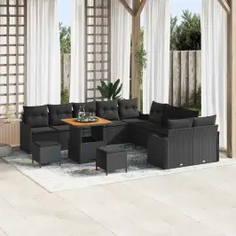 Dārza Dīvānu Komplekts Ar Spilvenu 13 Pcs Melna 80 X 80 X 71 Cm Vidaxl