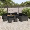 Sodo Sofų Rinkinys Su Pagalve 14 Pcs Juoda 110 X 55 X 71 Cm