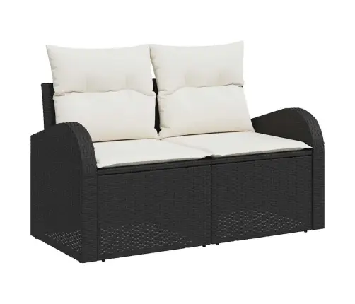 Sodo Sofų Rinkinys Su Pagalve Su Pagalve 8 Pcs Juoda Ir Kreminė