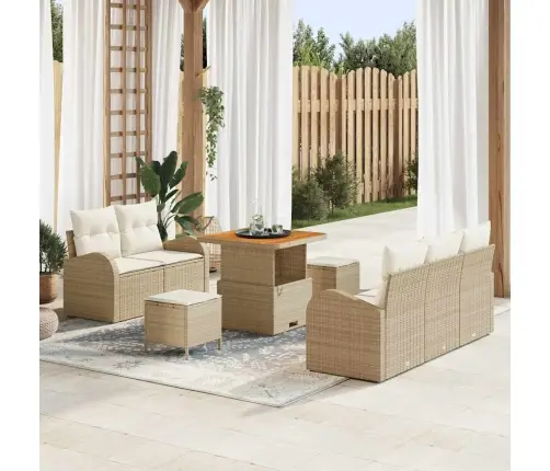 Sodo Sofų Rinkinys Su Pagalve 8 Pcs Bežinė Ir Kreminė