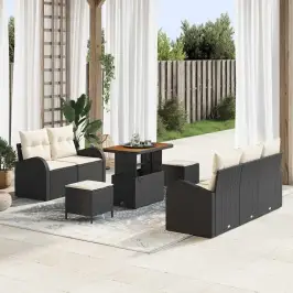 Dārza Dīvānu Komplekts 8 Pcs Melns Un Krēmkrāsa 90 X 55 X 71 Cm Vidaxl