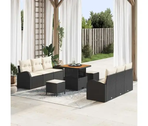 Sodo Sofų Rinkinys 9 Pcs Juoda Ir Kreminė 80 X 80 X 71 Cm Sodo Sofų Rinkinys 9 Pcs Juoda Ir Kreminė 80 X 80 X 71 Cm