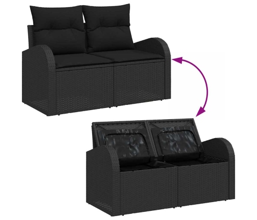 Sodo Sofų Rinkinys Su Pagalve 9 Pcs Juoda 90 X 55 X 71 Cm