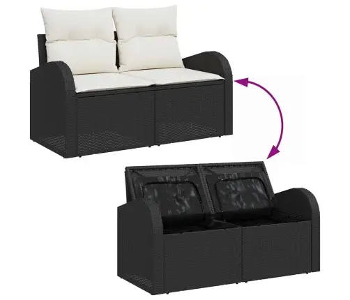 Sodo Sofų Rinkinys Su Pagalve Su Pagalve 9 Pcs Juoda Ir Kreminė