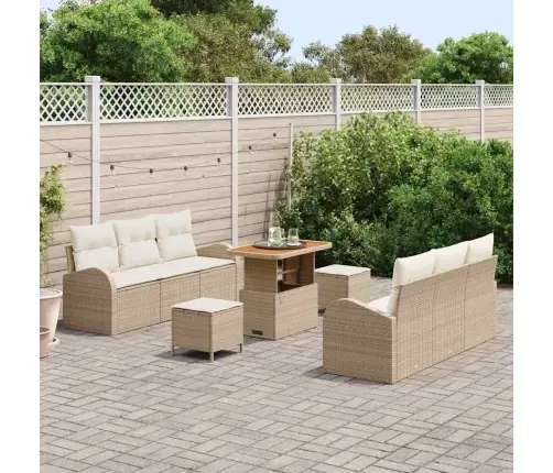 Sodo Sofų Rinkinys Su Pagalve 9 Pcs Bežinė Ir Kreminė