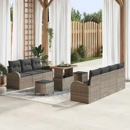 Dārza Dīvānu Komplekts 10 Pcs Pelēka 90 X 55 X 71 Cm Vidaxl