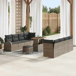 Sodo Sofų Rinkinys Su Pagalve 11 Pcs Pilka 90 X 55 X 71 Cm