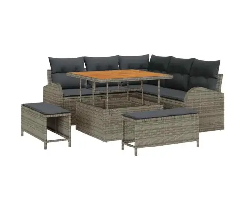 Sodo Sofų Rinkinys Su Pagalve Su Saugykla 8 Pcs Pilka