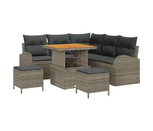 Sodo Sofų Rinkinys Su Pagalve Su Saugykla 8 Pcs Pilka