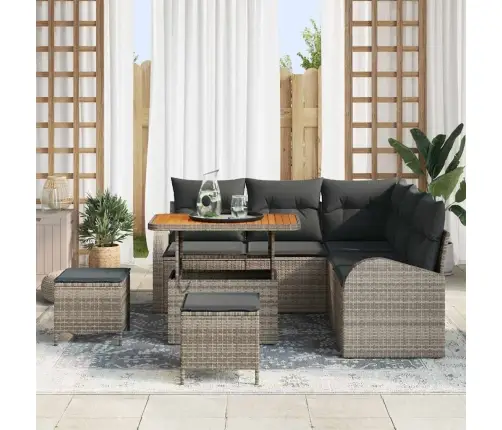 Sodo Sofų Rinkinys Su Pagalve Su Saugykla 8 Pcs Pilka