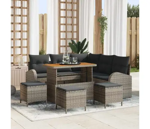 Dārza Dīvānu Komplekts 9 Pcs Pelēka 110 X 55 X 71 Cm Vidaxl