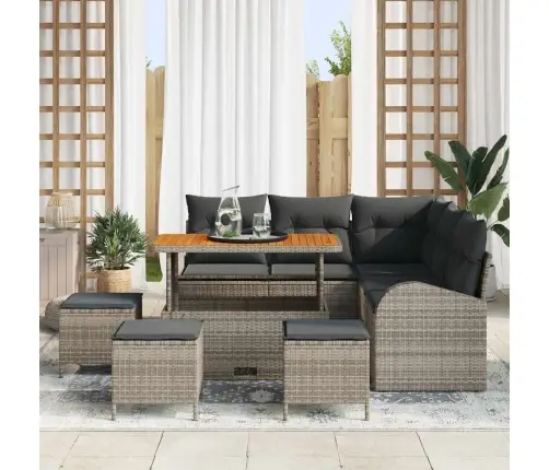 Dārza Dīvānu Komplekts 9 Pcs Pelēka 110 X 55 X 71 Cm Vidaxl