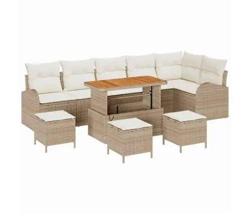 10 Gabalu Dārza Dīvānu Komplekts Ar Spilveniem, Bēšs, Polietilēna Rotangpalma, Akācijas Vidaxl 10 Gabalu Dārza Dīvānu Komplekts Ar Spilveniem, Bēšs, Polietilēna Rotangpalma, Akācijas Vidaxl