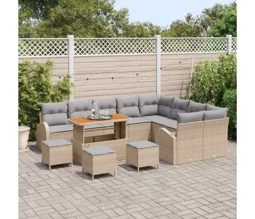 Sodo Sofų Rinkinys Su Pagalve 13 Pcs Bežinė Ir Šviesiai Pilka