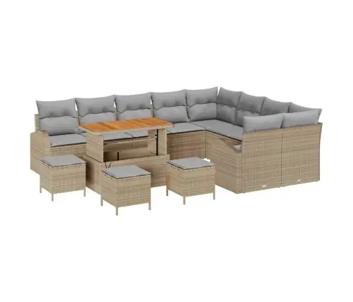 Sodo Sofų Rinkinys Su Pagalve 13 Pcs Bežinė Ir Šviesiai Pilka