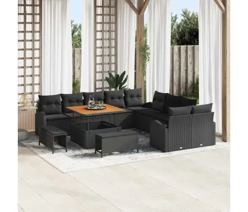 13 Daļu Dārza Dīvānu Komplekts Ar Spilveniem Melnā Polietilēna Rotangpalmas Akācijā Vidaxl 13 Daļu Dārza Dīvānu Komplekts Ar Spilveniem Melnā Polietilēna Rotangpalmas Akācijā Vidaxl