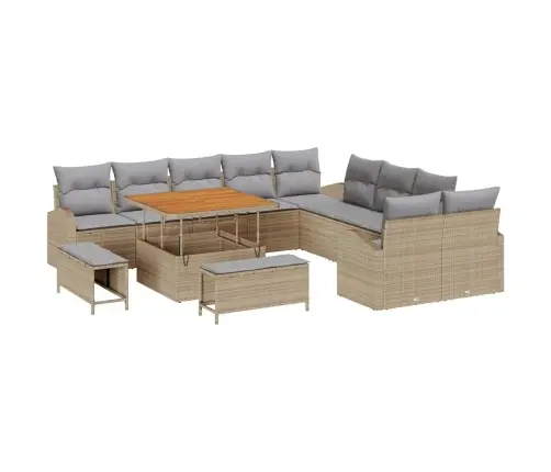 Sodo Sofų Rinkinys Su Pagalve 13 Pcs Bežinė Ir Šviesiai Pilka