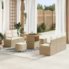 Dārza Dīvānu Komplekts Ar Spilvenu 8 Pcs Bēšs Un Krēms Vidaxl