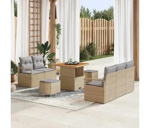 Sodo Sofų Rinkinys Su Pagalve 8 Pcs Bežinė Ir Šviesiai Pilka