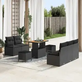Dārza Dīvānu Komplekts Ar Spilvenu Ar Uzglabāšanu 8 Pcs Melna Vidaxl