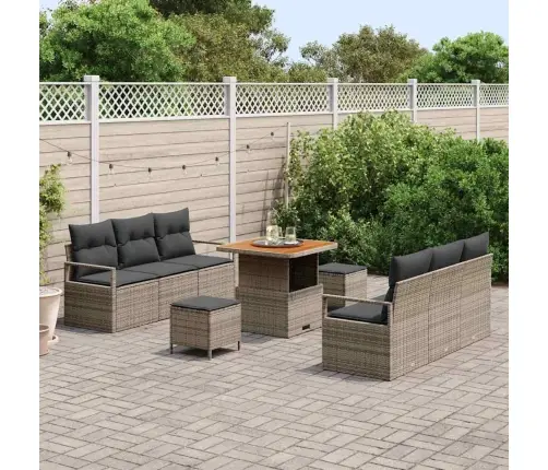 Dārza Dīvānu Komplekts 9 Pcs Pelēka Poliūtu Rotangpalma Vidaxl