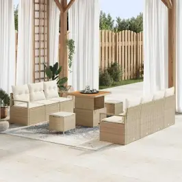 Sodo Sofų Rinkinys 10 Pcs Bežinė Ir Kreminė 80 X 80 X 71 Cm