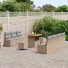 10 Daļu Dārza Dīvāna Komplekts Ar Spilveniem Bēšs Poli Rattan Akācija Vidaxl