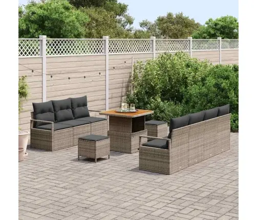 Dārza Dīvānu Komplekts Ar Spilvenu Ar Uzglabāšanu 10 Pcs Pelēka Vidaxl