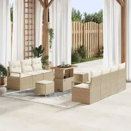 Dārza Dīvānu Komplekts 10 Pcs Bēšs Un Krēms 90 X 55 X 71 Cm Vidaxl