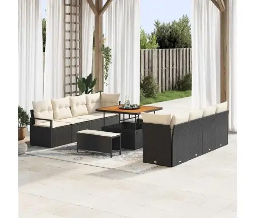 Sodo Sofų Rinkinys Juoda Ir Kreminė 100 X 100 X 71 Cm