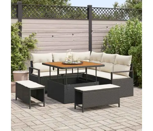 Aia Diivanikomplekt Padjaga Ladustamisega 8 Pcs Must Ja Kreem