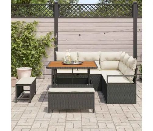 Aia Diivanikomplekt Padjaga Ladustamisega 8 Pcs Must Ja Kreem