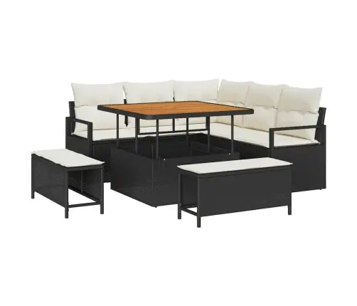 Aia Diivanikomplekt Padjaga Ladustamisega 8 Pcs Must Ja Kreem