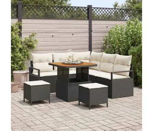 Sodo Sofų Rinkinys 8 Pcs Juoda Ir Kreminė 80 X 80 X 71 Cm