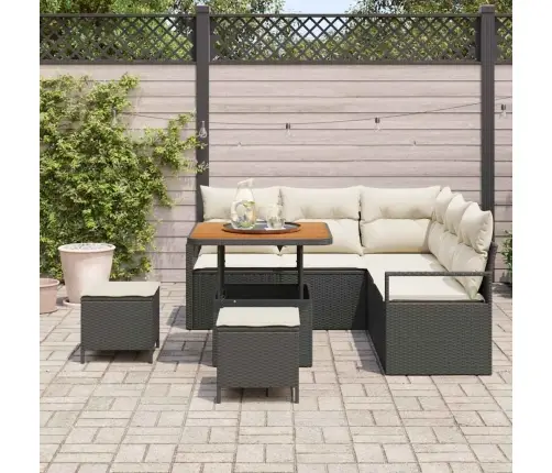 Sodo Sofų Rinkinys 8 Pcs Juoda Ir Kreminė 80 X 80 X 71 Cm