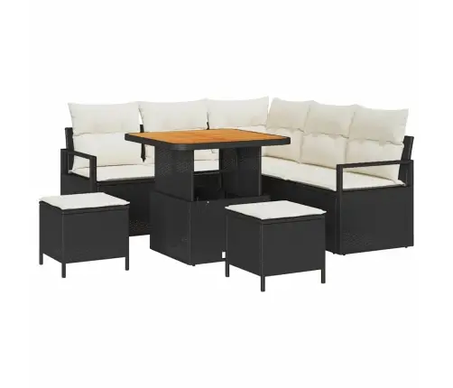 Sodo Sofų Rinkinys 8 Pcs Juoda Ir Kreminė 80 X 80 X 71 Cm