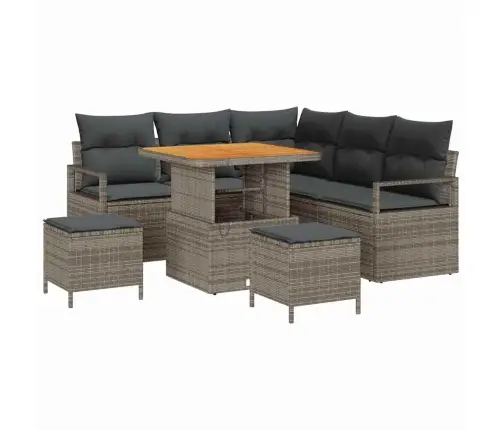 Sodo Sofų Rinkinys Su Pagalve Su Saugykla 8 Pcs Pilka