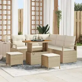 Sodo Sofų Rinkinys 8 Pcs Bežinė Ir Kreminė 90 X 55 X 71 Cm