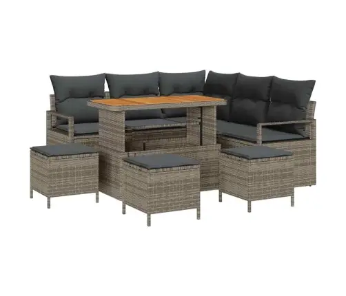 Sodo Sofų Rinkinys Su Pagalve Su Saugykla 9 Pcs Pilka