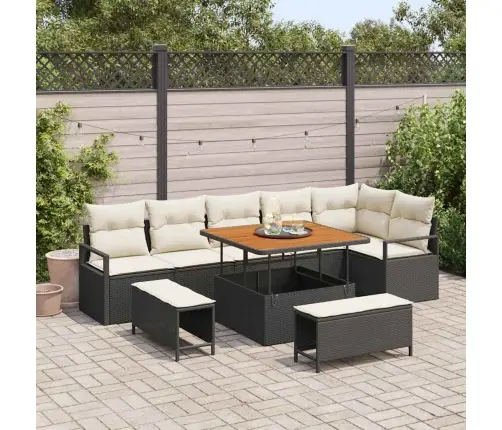 Sodo Sofų Rinkinys 9 Pcs Juoda Ir Kreminė 100 X 100 X 71 Cm