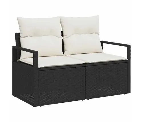 Sodo Sofų Rinkinys 9 Pcs Juoda Ir Kreminė 100 X 100 X 71 Cm