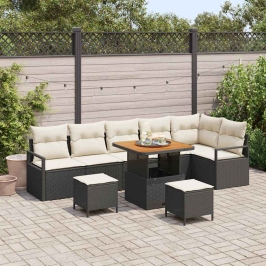 Dārza Dīvānu Komplekts 9 Pcs Melns Un Krēmkrāsa 80 X 80 X 71 Cm Vidaxl