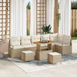 Dārza Dīvānu Komplekts 9 Pcs Bēšs Un Krēms 90 X 55 X 71 Cm Vidaxl