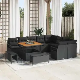 Dārza Dīvānu Komplekts 12 Pcs Melna 100 X 100 X 71 Cm Vidaxl