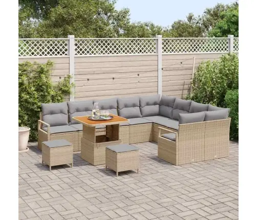 Sodo Sofų Rinkinys Su Pagalve 12 Pcs Bežinė Ir Šviesiai Pilka Sodo Sofų Rinkinys Su Pagalve 12 Pcs Bežinė Ir Šviesiai Pilka