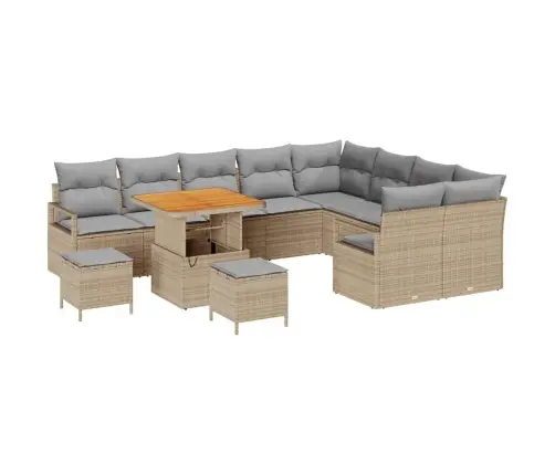 Sodo Sofų Rinkinys Su Pagalve 12 Pcs Bežinė Ir Šviesiai Pilka Sodo Sofų Rinkinys Su Pagalve 12 Pcs Bežinė Ir Šviesiai Pilka