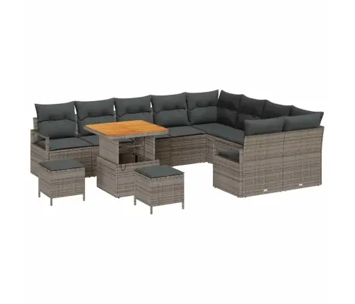 Dārza Dīvānu Komplekts Ar Spilvenu Ar Uzglabāšanu 12 Pcs Pelēka Vidaxl