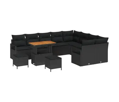 Sodo Sofų Rinkinys Su Pagalve 12 Pcs Juoda 90 X 55 X 71 Cm
