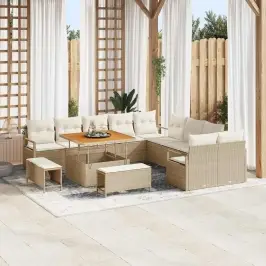 Dārza Dīvānu Komplekts 13 Pcs Bēšs Un Krēms 100 X 100 X 71 Cm Vidaxl